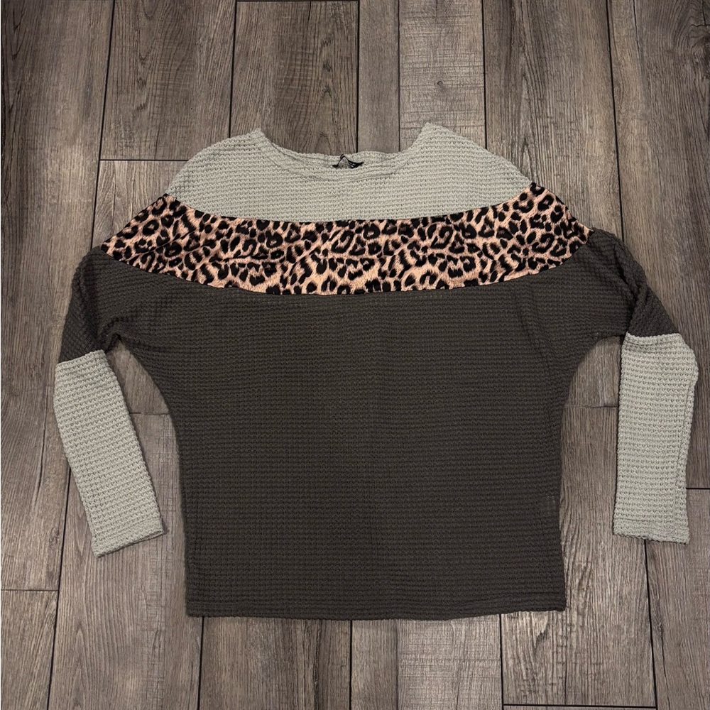 Leopard Print Colorblock Women's Top